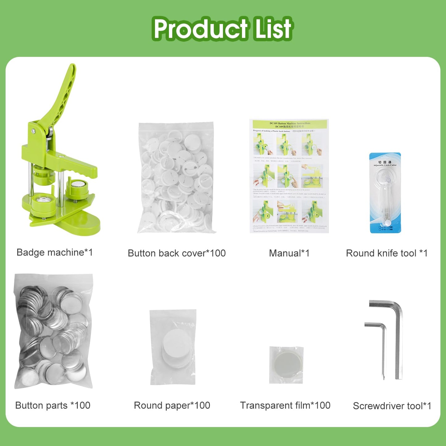 Button Maker Machine,25mm 1inch Button Maker 200Pcs Button Maker Press Machine Kit with Button Maker Supplies DIY Button Pin Maker Machine, for Kids DIY Gifts