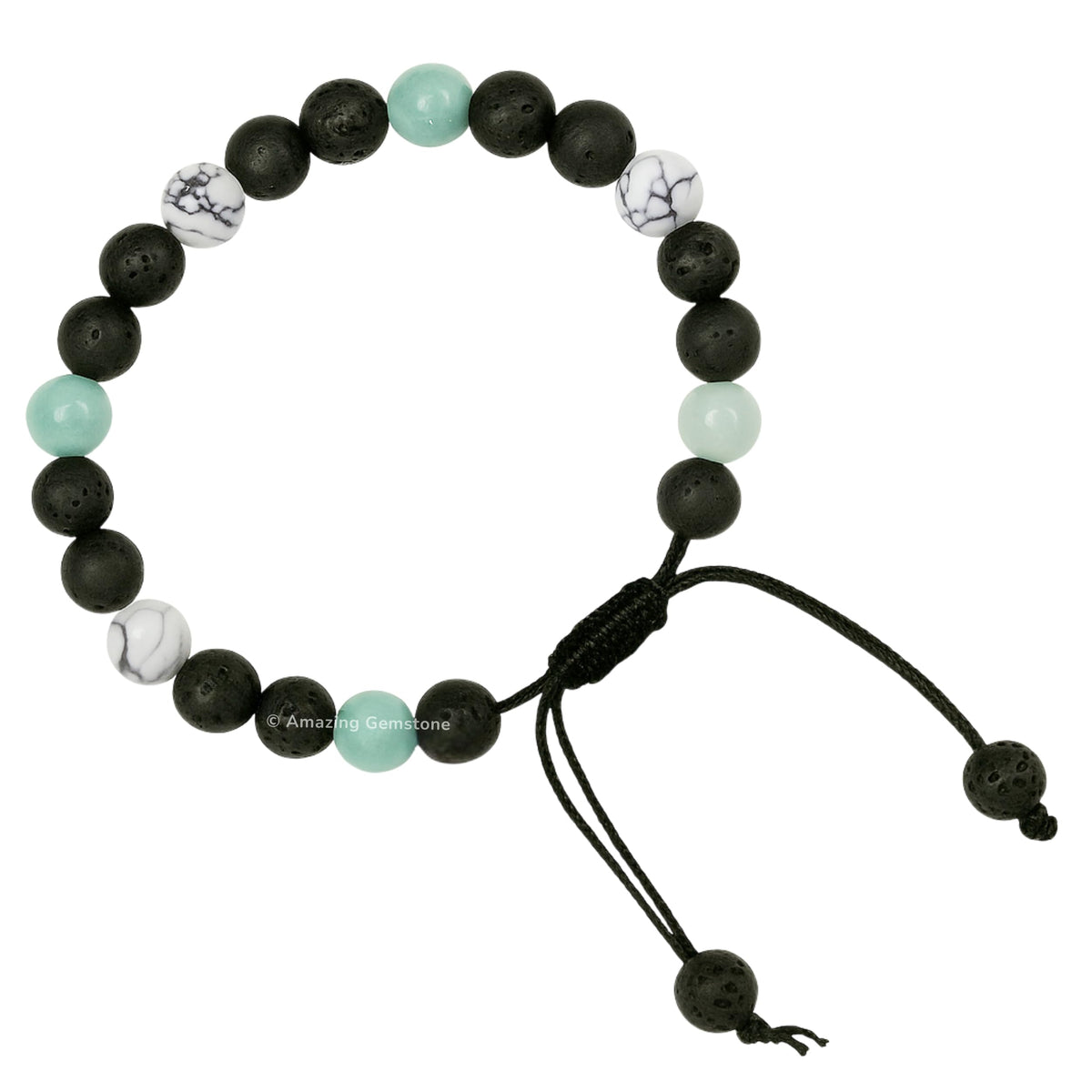 Amazing Gemstone Anger Control Bracelet - Howlite Amazonite Lava Bracelet Set for Men Women Healing Calming Anxiety Stress Relief Gifts Pulseras Para Hombres Mujer Stocking Stuffers (Adjustable)