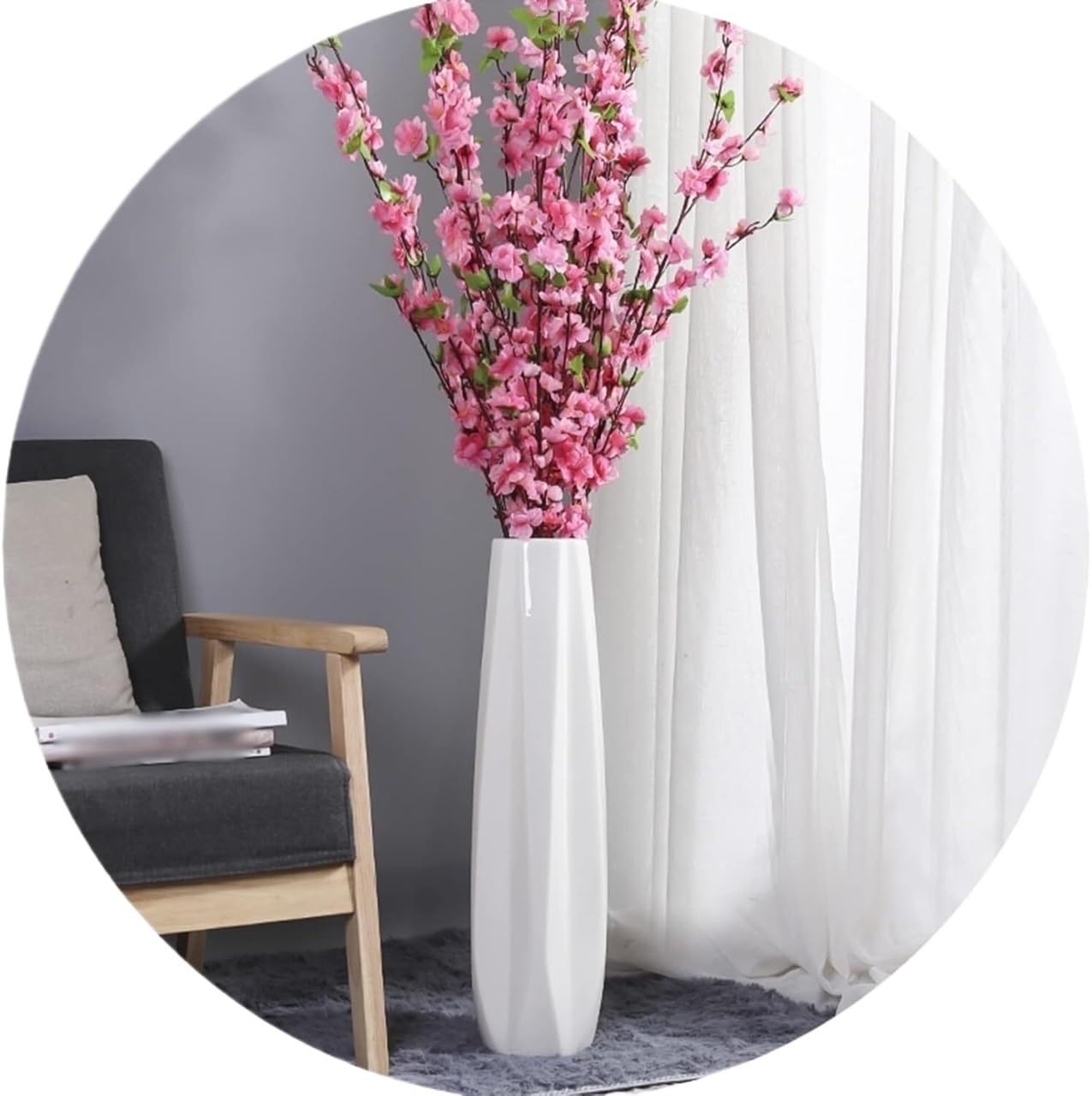 sdneNest Floor Vase Ceramic Vase,Decorative Large,Floor, Large Floor Vase,White Ceramic Vase,Handcrafted,Sophisticated Vessel for Decorative Branches and Dried Flower,White-45cm