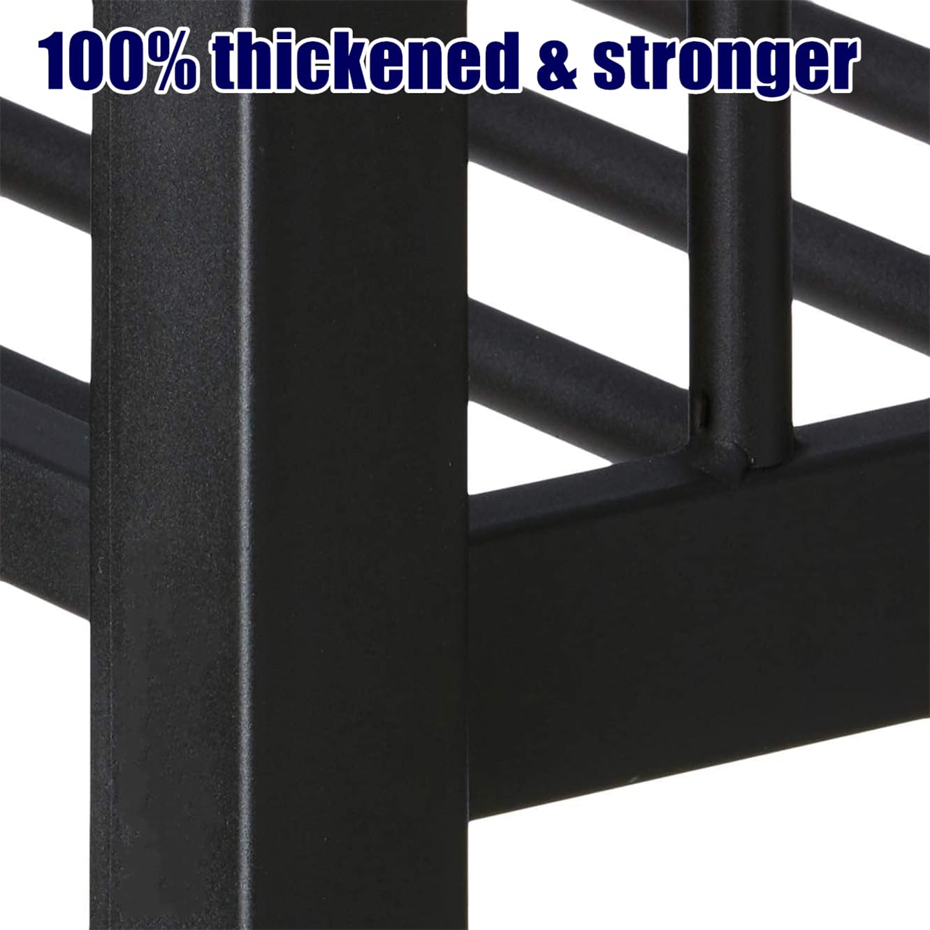 LEEKAF Stronger & Safer Heavy Duty Metal Queen Over Queen Size Bunk Bed for Adults Teens, Thickened More Stable Steel Bunkbed (Greater Weight Capacity) (Queen Over Queen with Trundle)