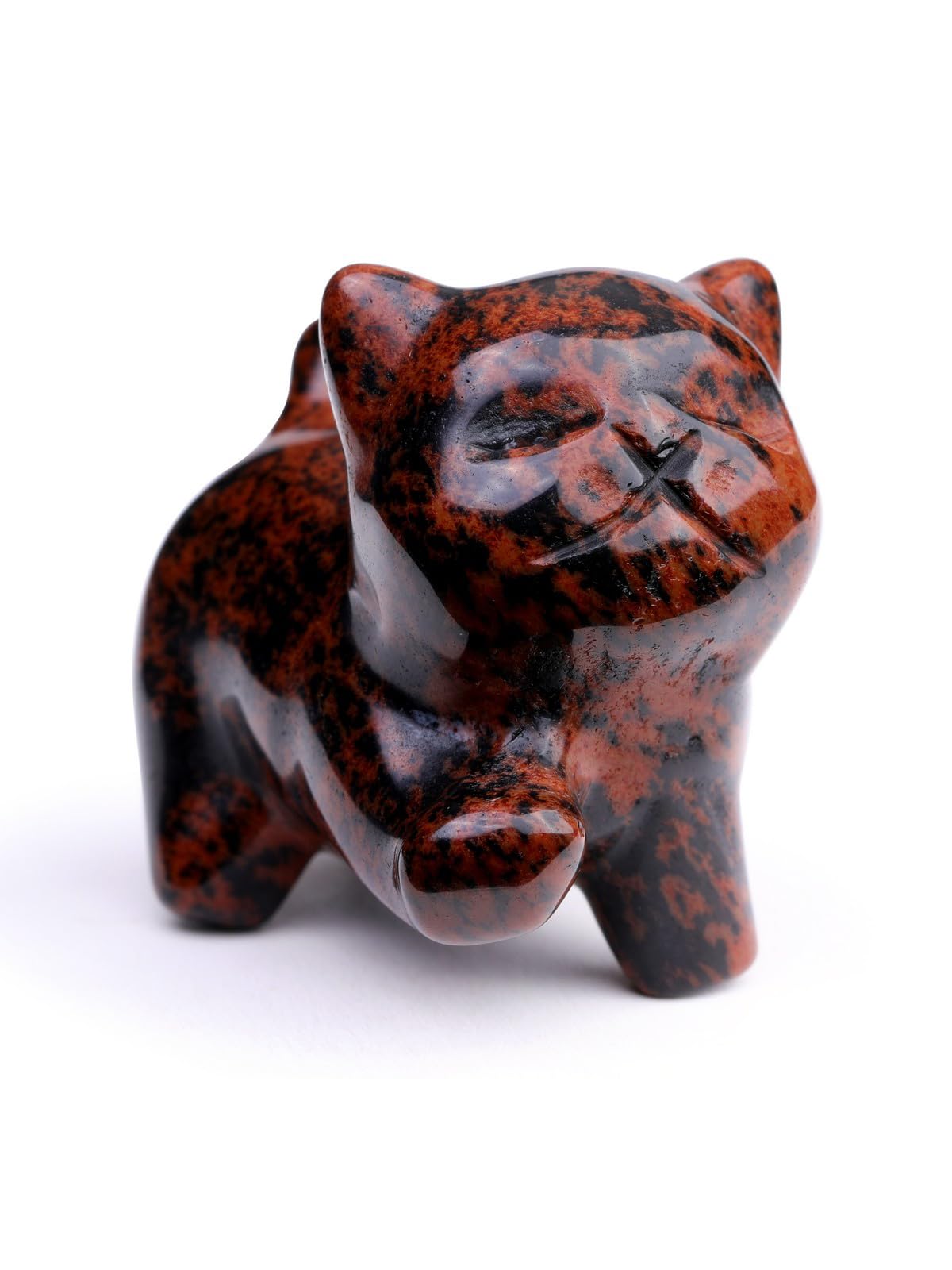 Top Plaza 1 PC Red Obsidian Crystal Cute Cat Figurine Gifts Carved Healing Lucky Home Decor Natural Gemstone Cats Collectibles Pocket Sculpture for Cat Lovers