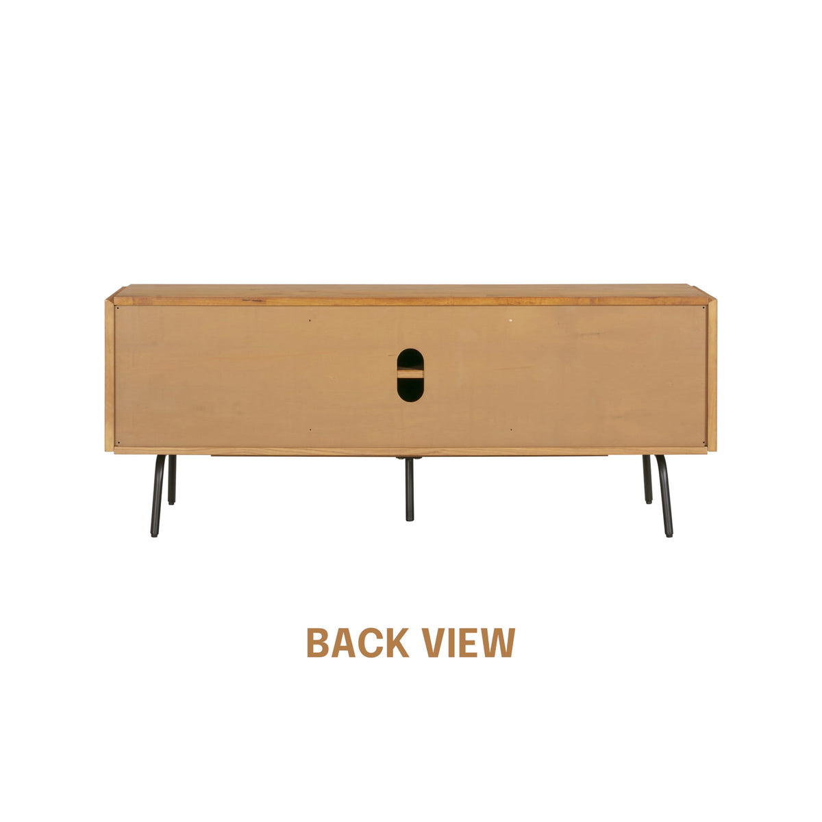 NTC Veil TV Stand with 3 Doors for TVs up to 60’’, Media Console with Vertical Groove Design and Metal Legs, Modern Entertainment Center for Living Room and Bedroom, Effortless Assembly, Teak Look