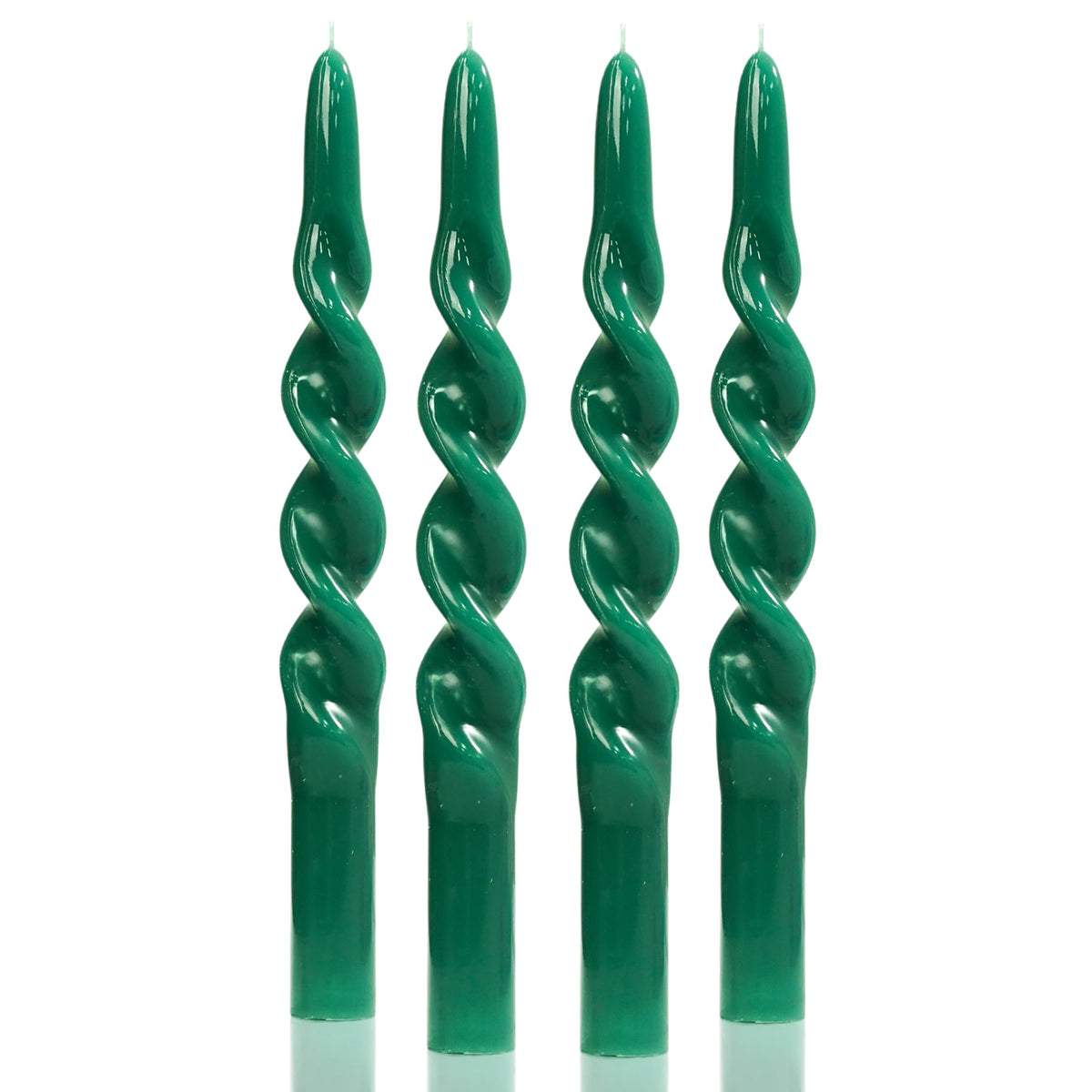MAITREYA Dark Green Spiral Taper Candles-Set of 4 for Decoration Weddings Party Church-Unscented Dripless Candles,10inch(Dark Green-C)