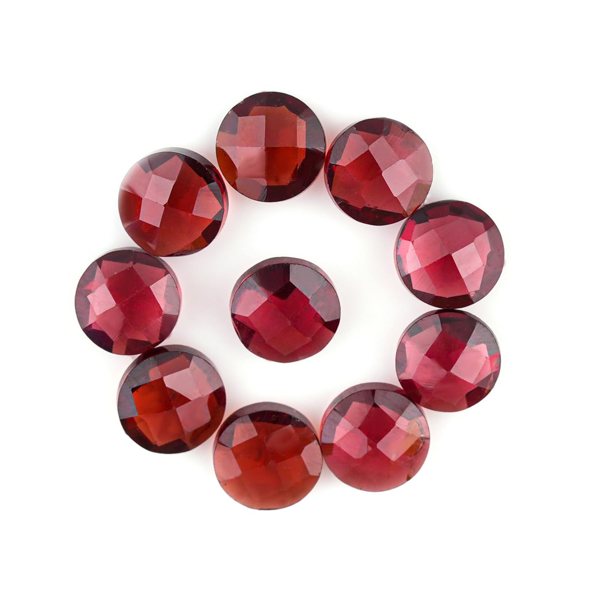 CRYSTALINES 10pcs, Natural Garnet Gemstone Crystals Cutstones, Bulk Brilliant-Cut Round Stone for Jewelry Making, DIY Crafting, Wholesale Loose Supplies, Gem Collection, Giftgiving, 6mm