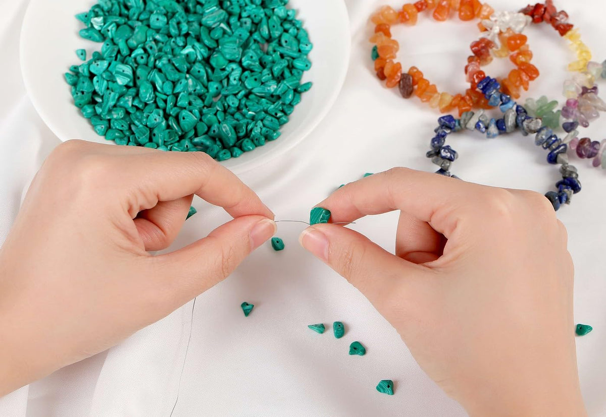 LAIDANLA Malachite 400pcs Natural Chip Stone Beads 5-8mm Healing Crystal Irregular Gemstones Drilled DIY Loose Rocks Bead Crystal for Bracelet Earrings Necklace Jewelry Making Crafting