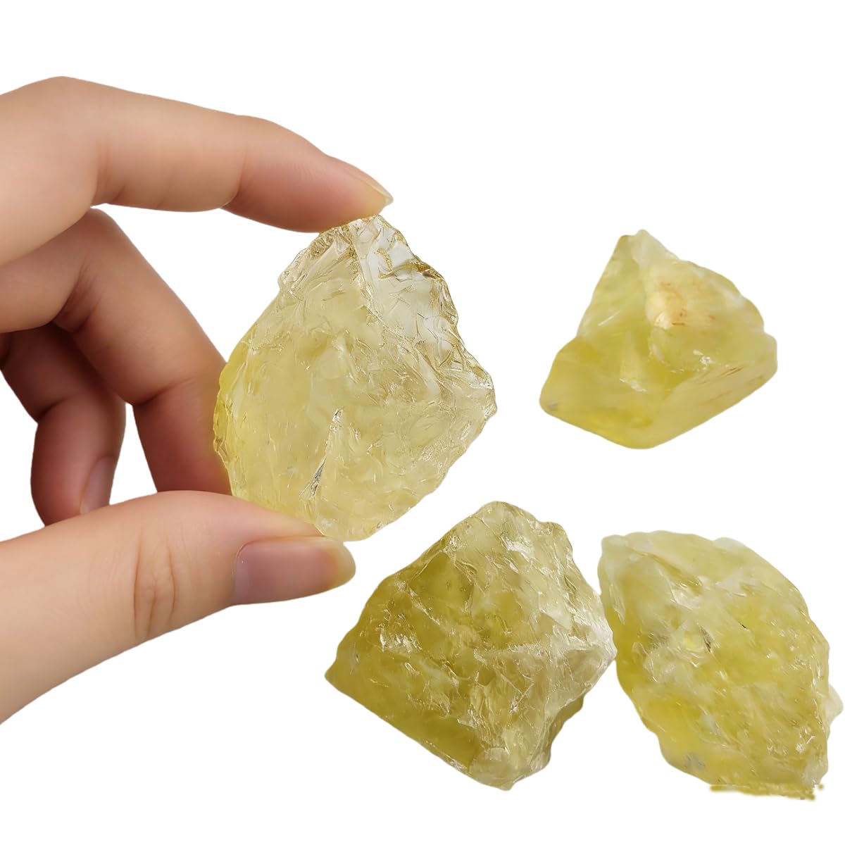 3-5Pcs Citrine Natural Raw Crystals 1''-2'' Rough Stones Rocks for Tumbling Polishing Cabbing Gemstones Crystals and Healing Stones for Wicca Reiki,Fountian Rocks for Decorations (Citrine)