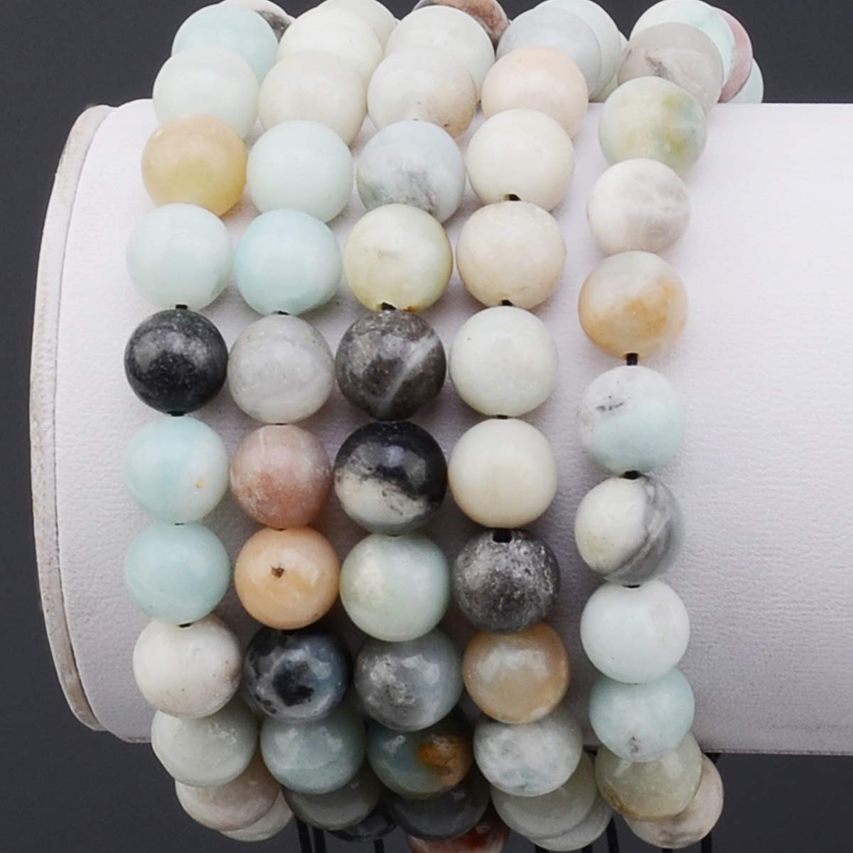 MASSIVE BEADS Natural Multi-Color Amazonite Gemstone Bracelet Braided Macrame Stones Healing Crystal Quartz Great Gifts (Multi-Color Amazonite, 8mm)