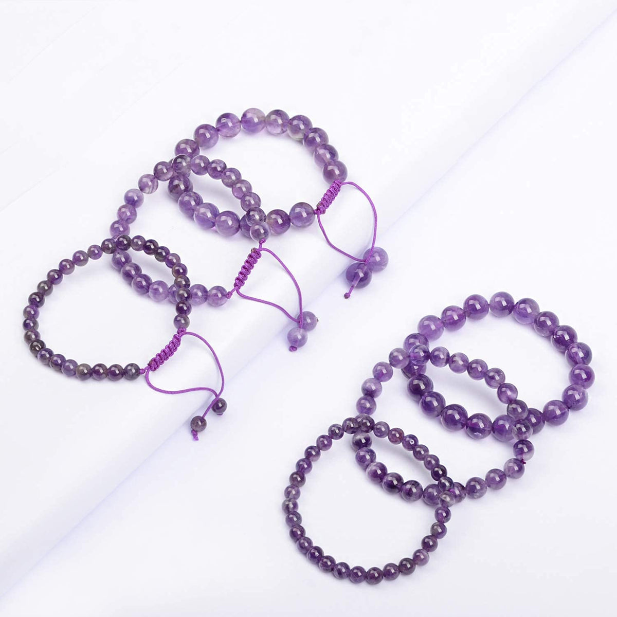 AD Beads Natural Gemstone Round Loose Beads 15" for Bracelet Necklace Earrings Jwelery Making Crafts DIY (10mm, Purple Amethyst)