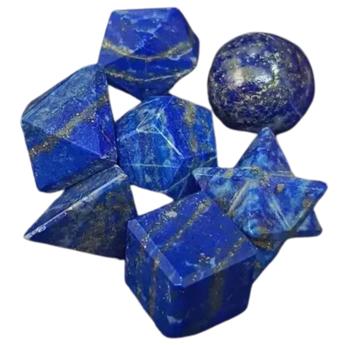 Quality Lapis Lazuli Platonic Solids Set with Premium Gift Box Pieces - 7