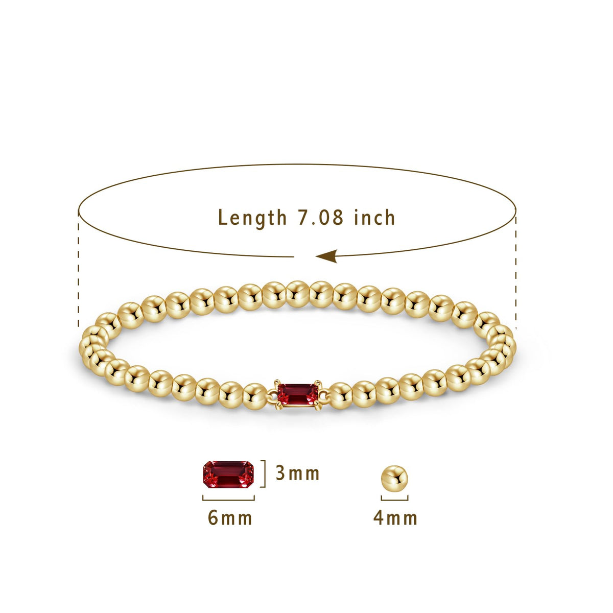 Free bird Enewton Bracelets 14K Gold Plated Gold Beaded Bracelets Dainty Stretch Gold Bracelet Stackable Garnet Bracelets for Women January Birthstone Jewelry for Birthday Gifts