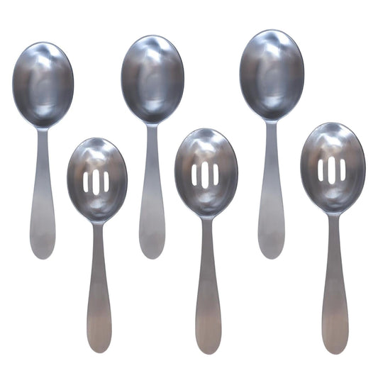 Darware Portion Control Serving Spoons Set (6pc) – Stainless Steel 1/4, 1/3, 1/2 Cup Sizes – Solid & Slotted Kitchen Utensils for Meal Prep, Cooking & Healthy Eating
