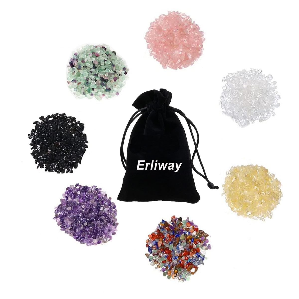 Natural Black Obsidian Tumbled Chips Crushed Crystal Stone, 7-9mm Polished Healing Crystal Chips Healing Reiki Crystal Jewelry Making Home Decoration