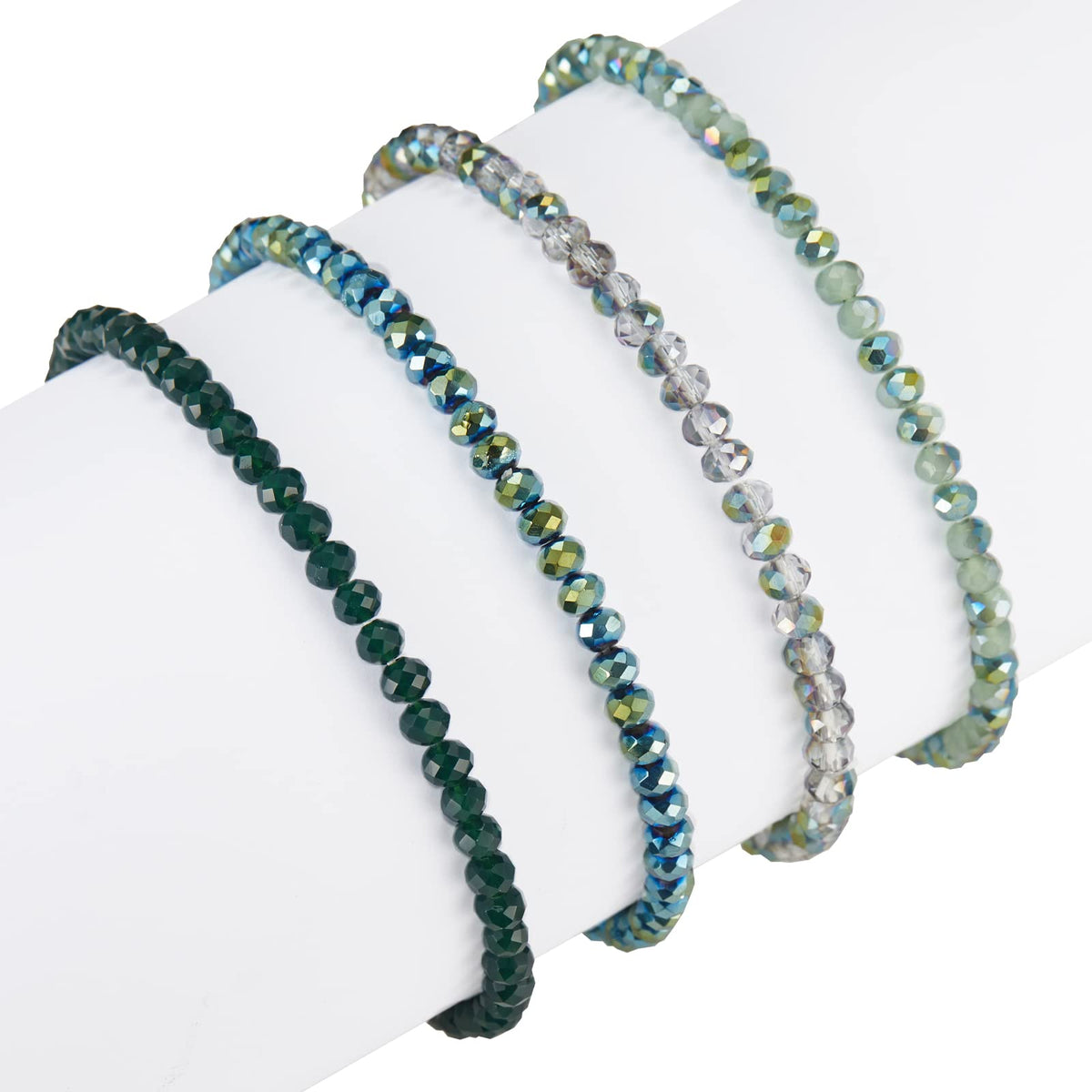 Noessla Beaded Boho Stretch Bracelet Colorful Stackable Crystal Beads Bracelets Trendy Costume Jewelry Mothers Day Gifts for Women(Green)
