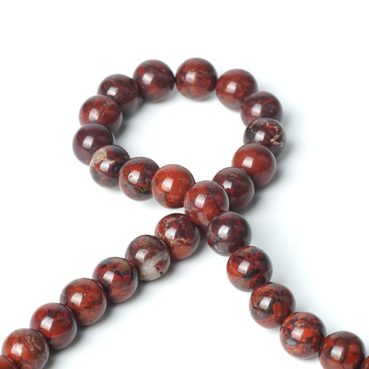 100Pcs Natural Stone 6mm Red Blood Jasper Round Loose Gemstone Energy Healing Beads Hole Size 1mm DIY Smooth Beads for Bracelet Necklace Earrings Jewelry Making