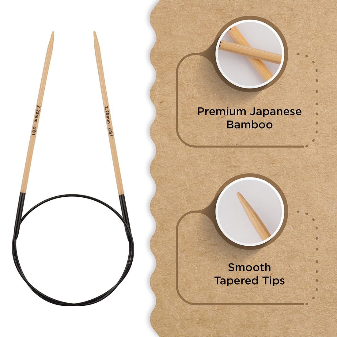 Knitter’s Pride Bamboo Luxe Fixed Circular Needles 16"" (40cm) – US Size 1 (2.25mm)