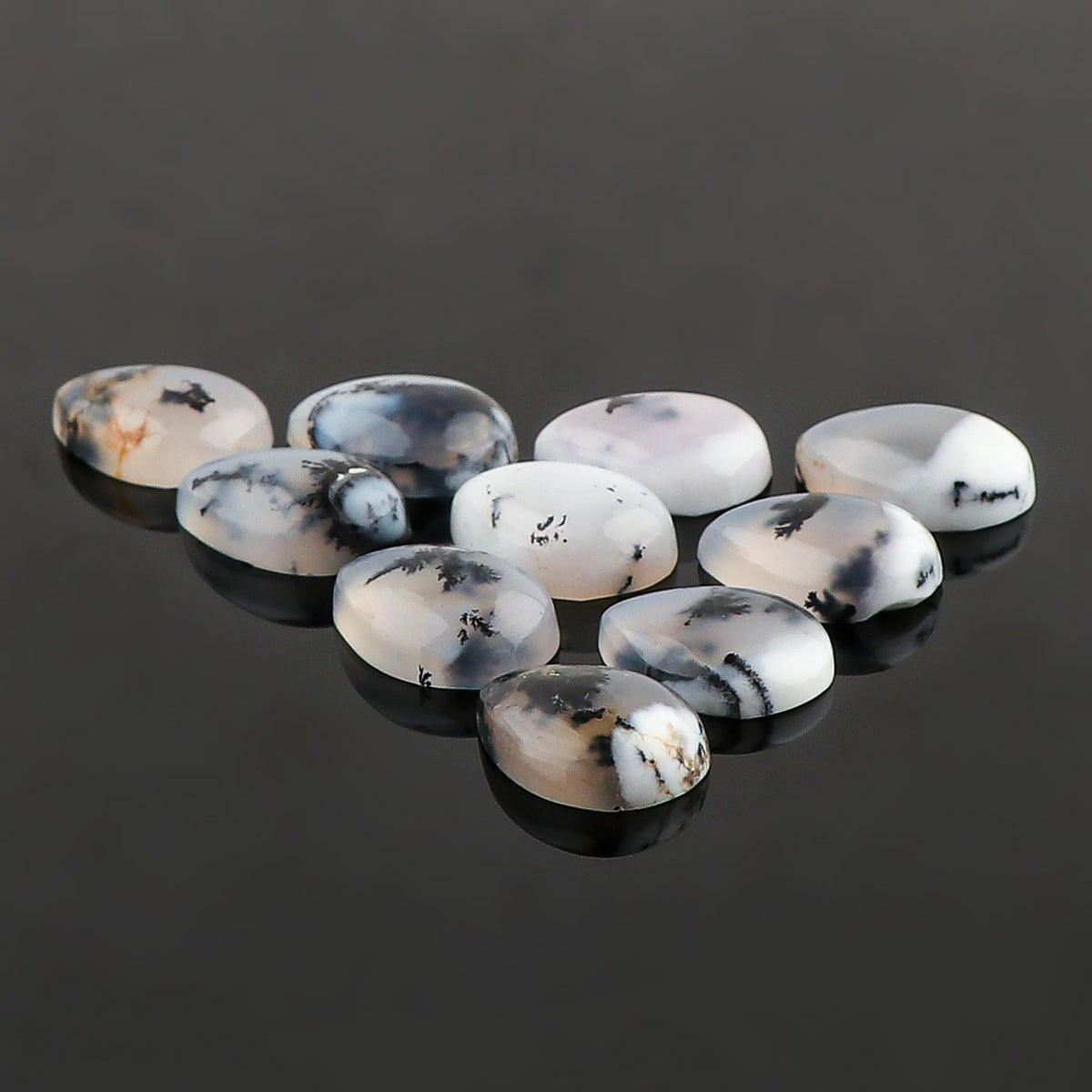 5 PCS, 10x8 mm, AURA GEMS Natural Dendrite Opal, Cabochon, Pear Shape, Jewelry Making Stone Supply, Chakra Energy Healing Gemstone, Real Crystal, Birthstone, Wholesale deal
