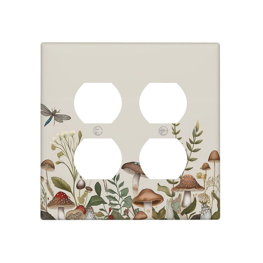 JDAKHD 70s Vintage Plant Mushroom Leaves Decorative Outlet Covers 2gang Duplex Wall Plate Switchplate Covers Electrical Faceplate Bathroom Bedroom Kitchen Decor