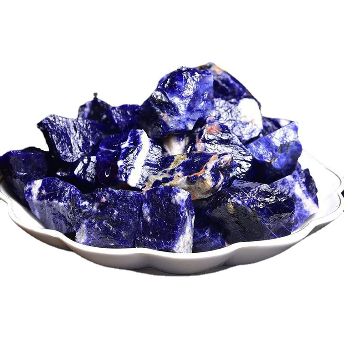 Sodalite Raw Crystals, Large 1.25-2.0" Healing Crystals Natural Rough Stones Crystal for Tumbling, Cabbing, Fountain Rocks, Decoration, Polishing, Wire Wrapping, Wicca & Reiki