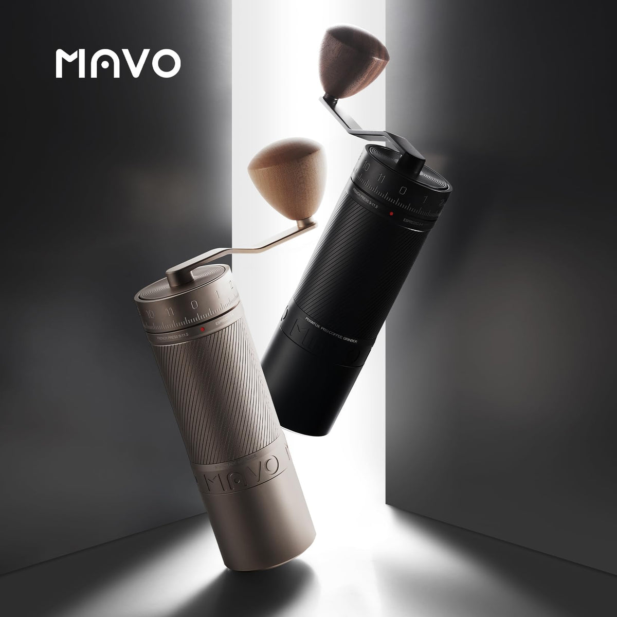 MAVO Manual Coffee Grinder, Phantox Pro Burr Coffee Grinder, Professional 45mm Stainless Steel Grinding Core, Capacity 30g, 120 Clicks Adjustment, Hand Coffee Grinder for Espresso, Pour Over, Black