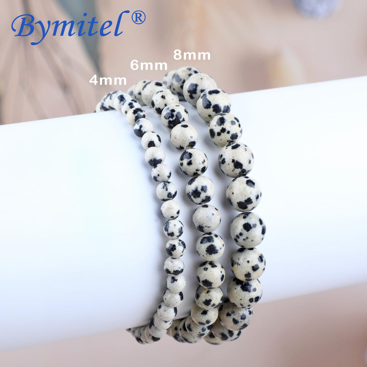 Bymitel 8mm Dalmation Jasper - Handmade Reiki Gemstone Stretch Bracelet, Natural Beauty & Spiritual Essence, Crystal Healing for Unisex Adults
