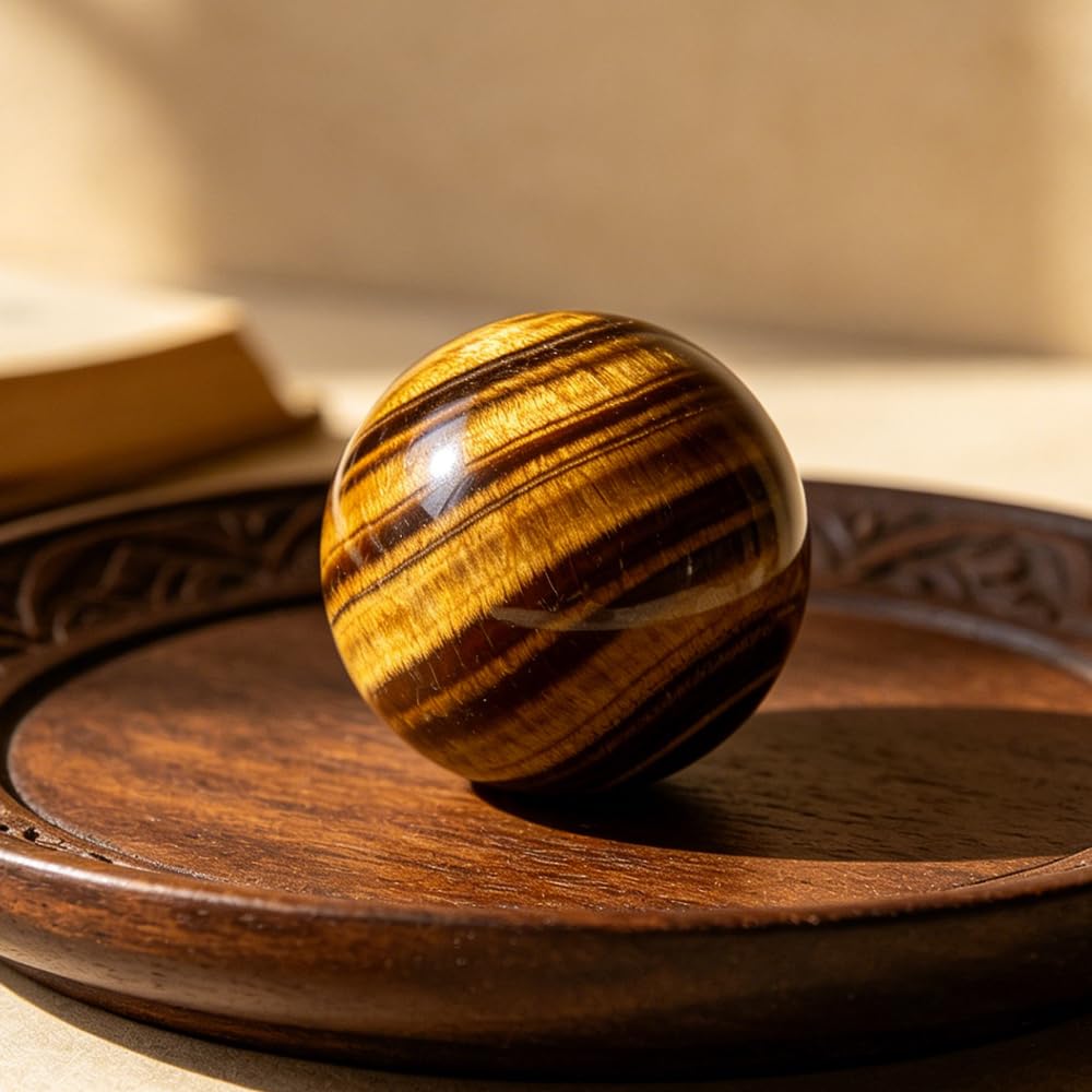 40-50mm Natural Tiger's Eye Crystal Ball, Hand Polished Tiger Eye Stone Sphere, Healing Crystal Decorative Sphere, Reiki Energy Stone Crafts, Feng Shui Home Desktop Ornament Gift