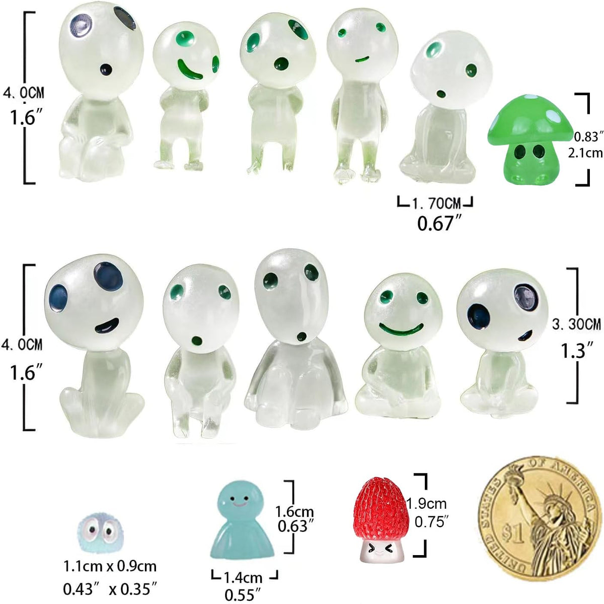 Glow in The Dark Tree Spirits, Mini Glow Fairy Garden Accessories Outdoor, Luminous Elves Tree Ghosts Figurines Kit with Mini Mushrooms for Garden Yard Bonsai Succulent Terrarium Decorations