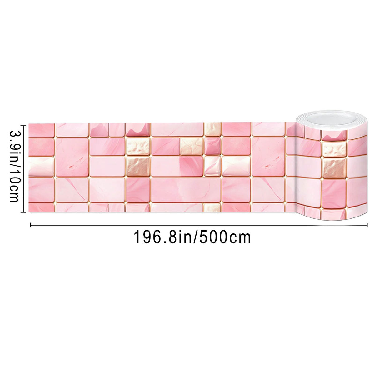 IVN Wallpaper Border Peel and Stick Decorative Wall Trim Self Adhesive Pink Marble Accent Strip for Bathroom Laundry Room Pool Area Mirror Frame Shelf Wall Edge 4x196 Inch Elegant Design