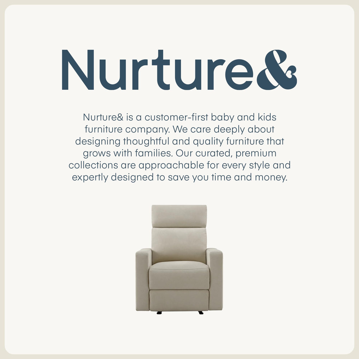 Nurture& The Glider Premium Power Recliner Nursery Glider Chair with Adjustable Head Support | Designed with a Thoughtful Combination of Function and Comfort | Built-in USB Charger (Ivory)
