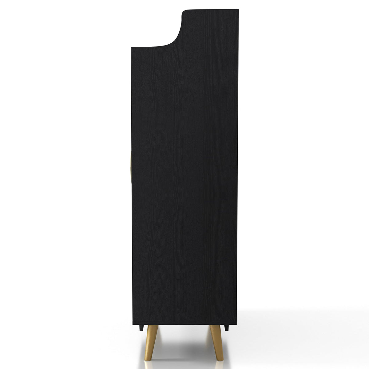 24/7 Shop at Home Ansel Mid-Century Modern 2-Door Storage Wood 32 in. Shoe Cabinet with Adjustable Shelves for Entryway, Hallway, Black