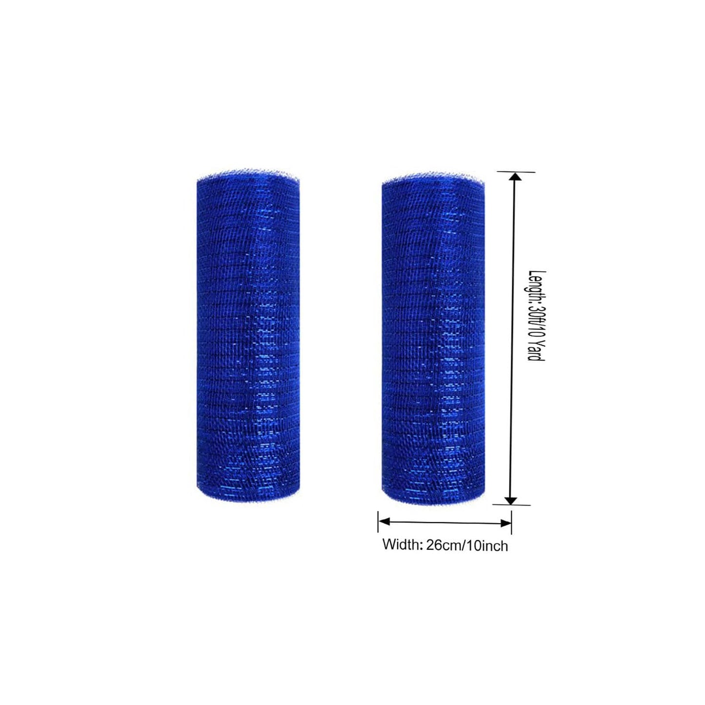 JStnana 2 Rolls Blue Mesh Ribbon for Wreath Crafts,10 Inch x 30FT Metallic Foil Deco Mesh Ribbon Fabric Mesh for Easter Christmas Halloween Thanksgiving Holiday Wreath Decorations