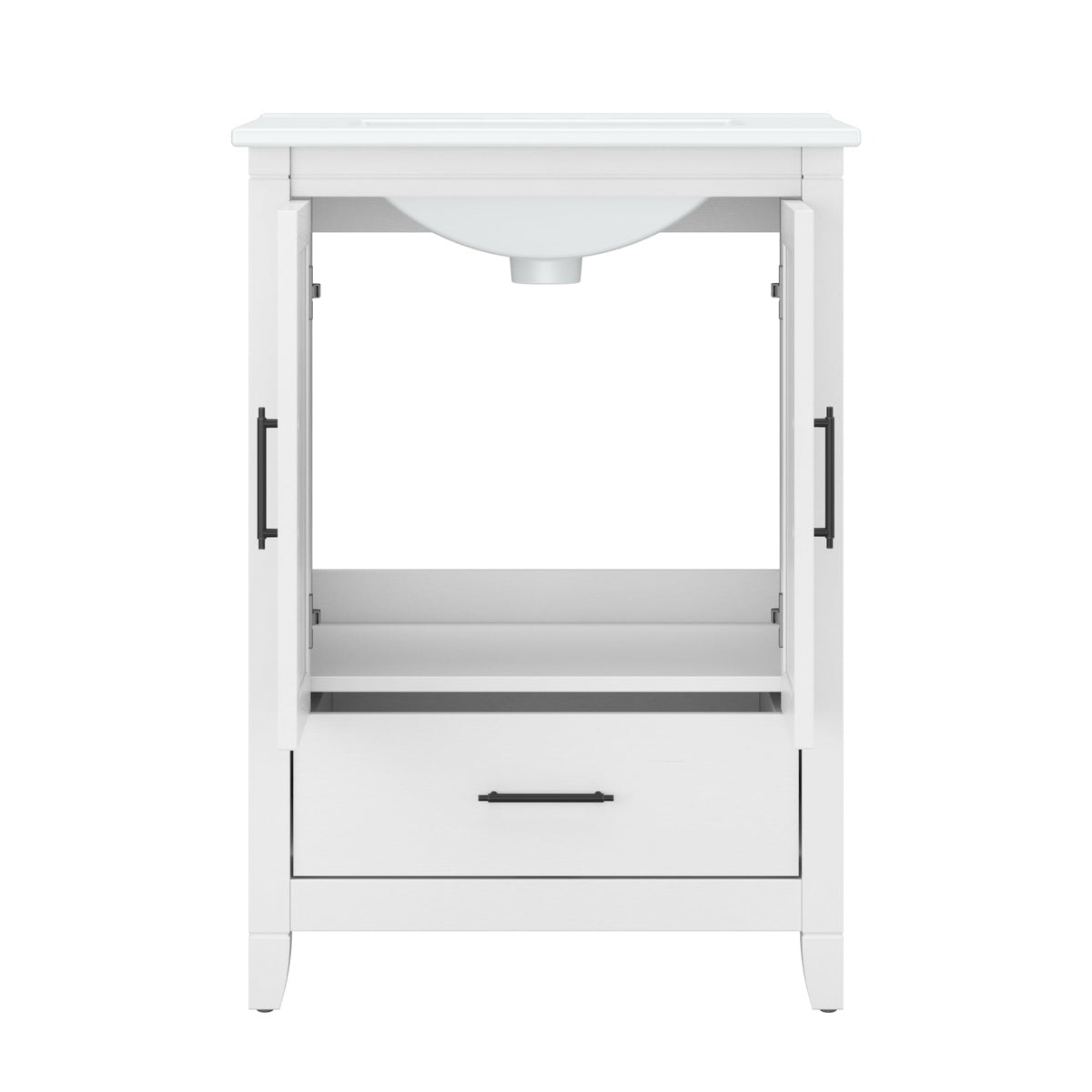 Bush Home Key West 48W Double Vanity Set with Sinks and Medicine Cabinets in White Ash