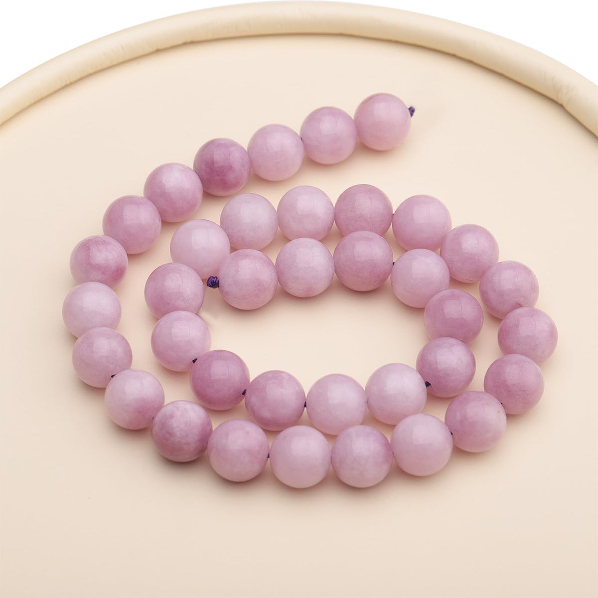 35pcs 10mm Natural Gemstone Beads for Jewelry Making Supplies,Pink Chalcedony Healing Crystal Polished Round Loose Stone Beads for Bracelet Necklace 15 Inch