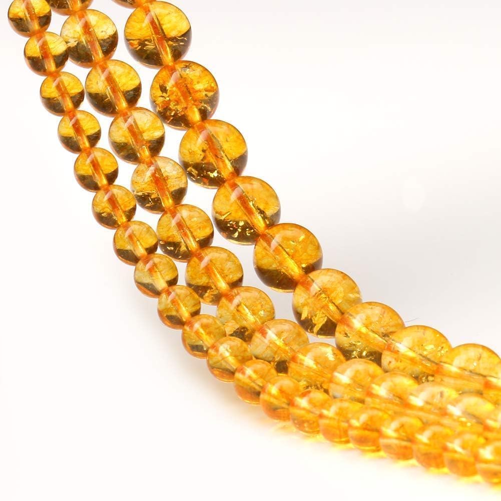 Yochus 60pcs Yellow Citrine Beads，6mm Healing Power Natural Stone Round Loose Beads for Jewelry Making Earring Necklace DIY Crafts