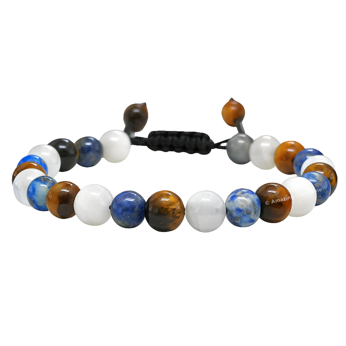 Amazing Gemstone Gemini Bracelet Women - Crystal Bracelet of Lapis Lazuli, White Moonstone and Tiger Eye Birthstone - Bracelets for Women Men Healing Calming Anxiety Stress Relief Gifts (Adjustable)