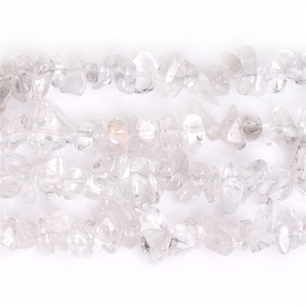 HAAMIIQII 5-8mm Natural White Clear Crystal Rock Quartz Chips Beads Irregular Chip Stones Loose Gemstone Beads for Jewelry Making Strand 30 Inch