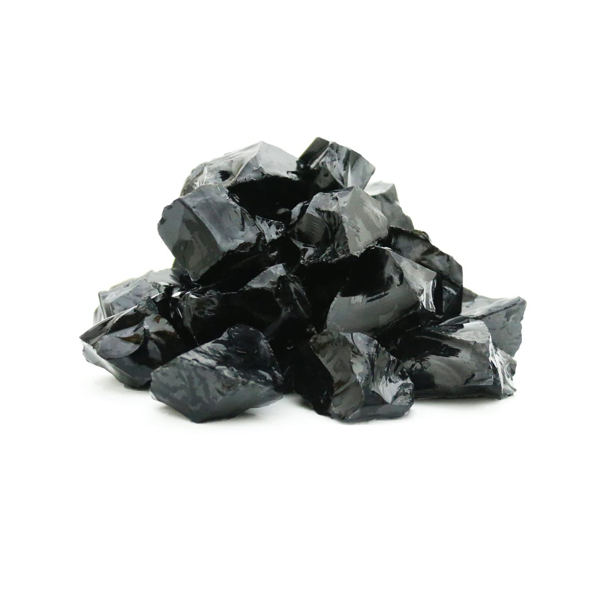 Black Obsidian Stones Crystal Bulk, Raw White Quartz Crystal Stones for Wicca, Reiki, and Energy Healing Crystals, Witchcraft Supplies, Rocks for Tumbling, Calcite Crystal, Hypnotic Gems(1 Lb)