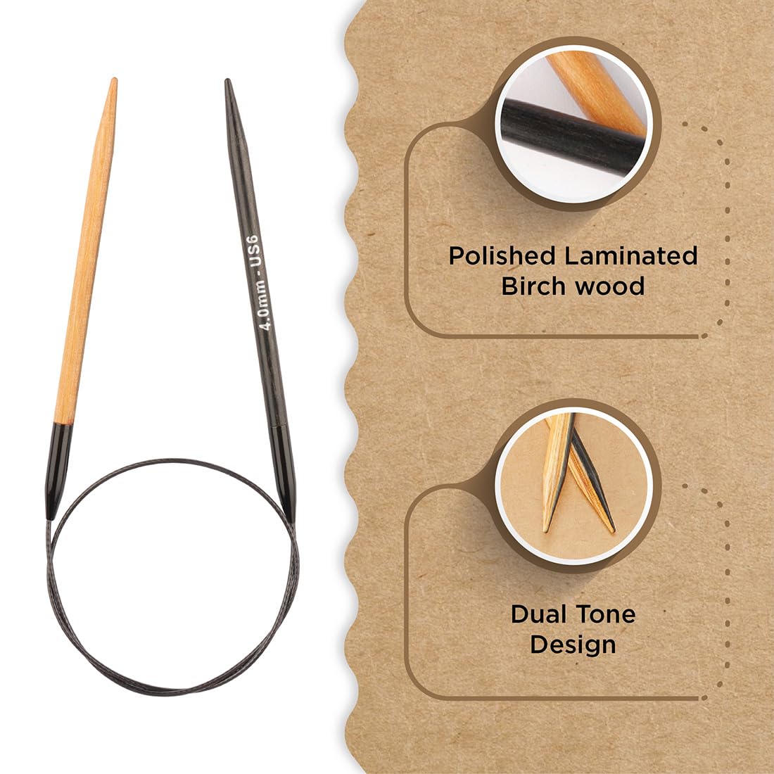 Knitter’s Pride Day & Nite Fixed Circular Needles 16"" (40cm) – US Size 6 (4mm)