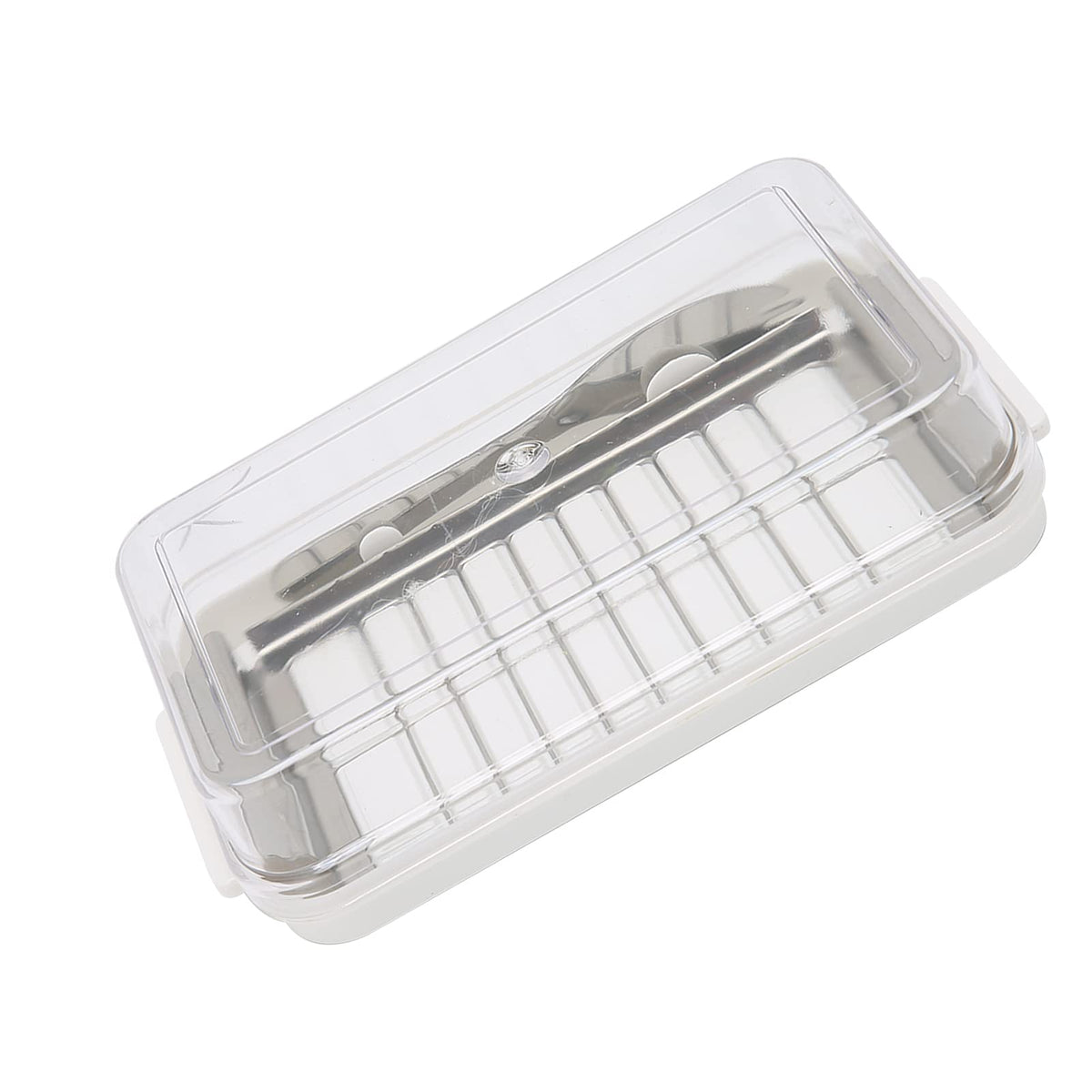 Yosoo Health Gear Butter Slicer Butter Cutter Box Stainless Steel Butter Slicer Cutter Dish, Cheese Storage Container with Transparent Cover for Kitchen, 7.5x4.1x1.6in Easy Cutting Butter Box Case