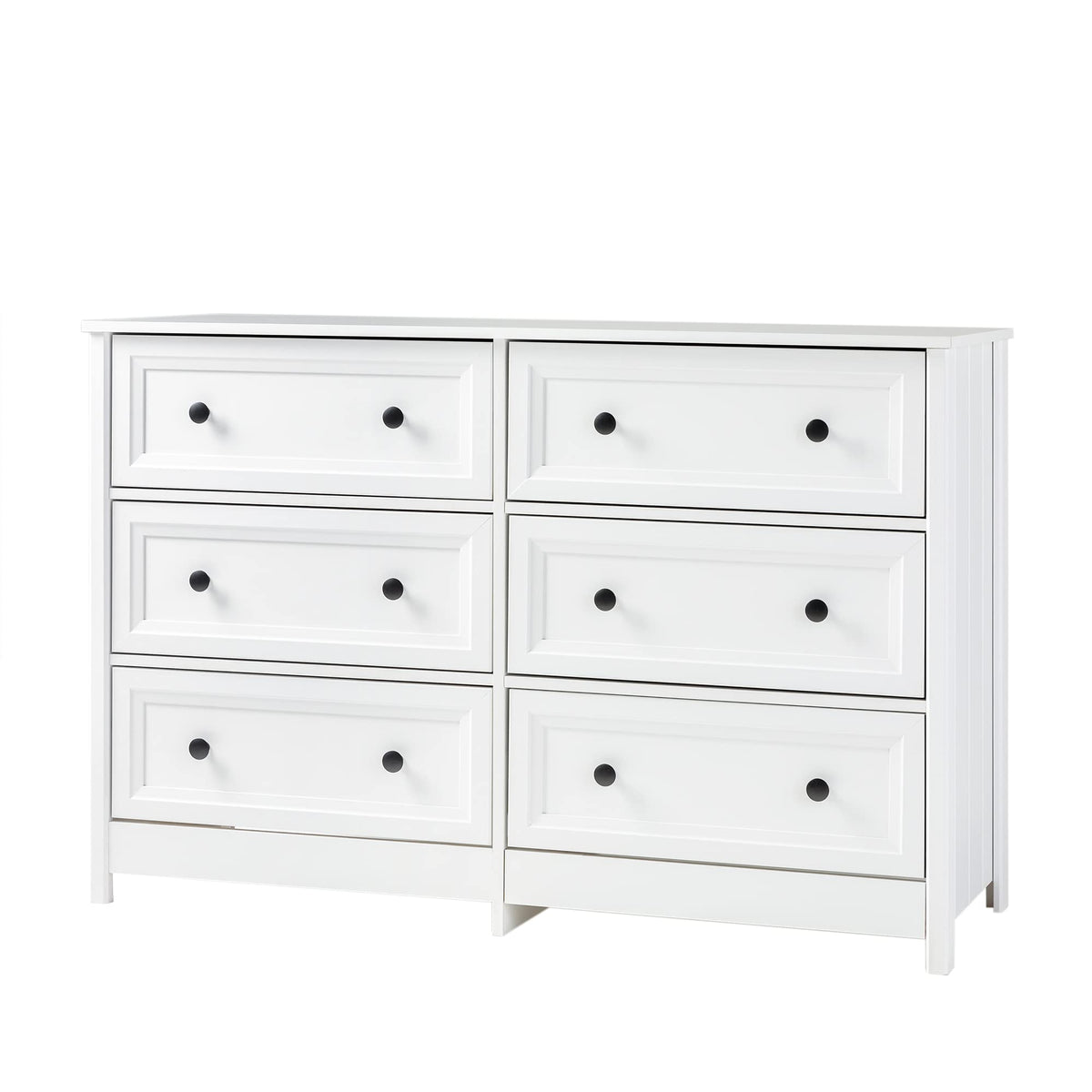 Walker Edison Tahnee 6-Drawer Solid Wood Dresser, 47 Inch, White