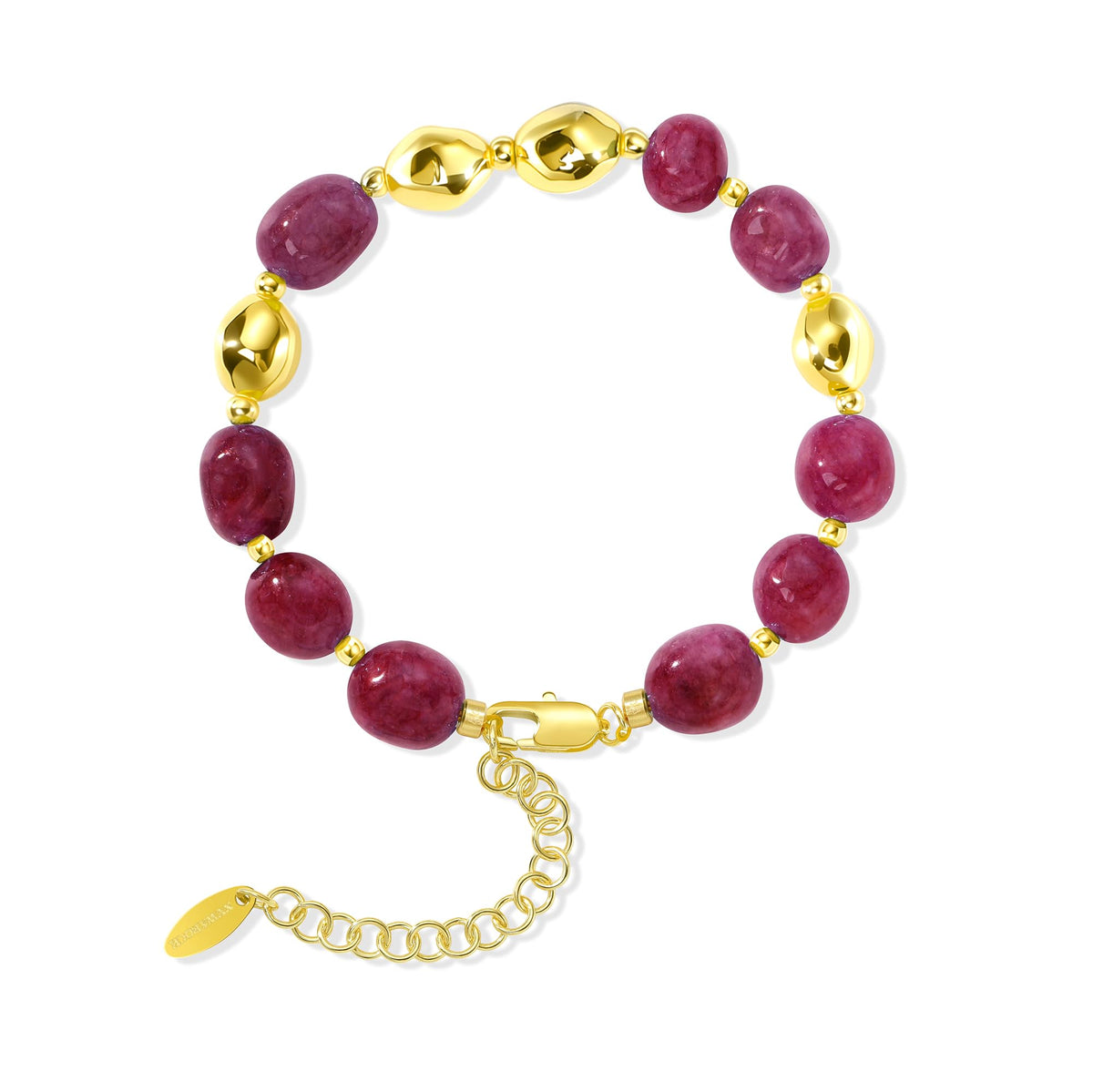 NVWAROCK Beaded Bracelet for Women, Gemstone Bracelet, 14K Gold Plated Stackable Handmade Oval Stone Bracelet Jewelry Gift - Purple