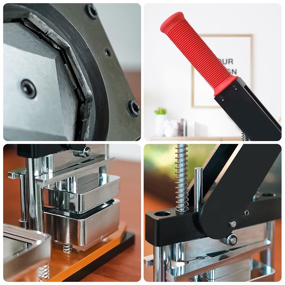 DIY Photo Fridge Magnet Maker Kit – Press Machine, Paper Cutter, 200 Supplies (Make Badge Pins, Fridge & Locker Magnets) for Home & Commercial Use (2x2 Inch)