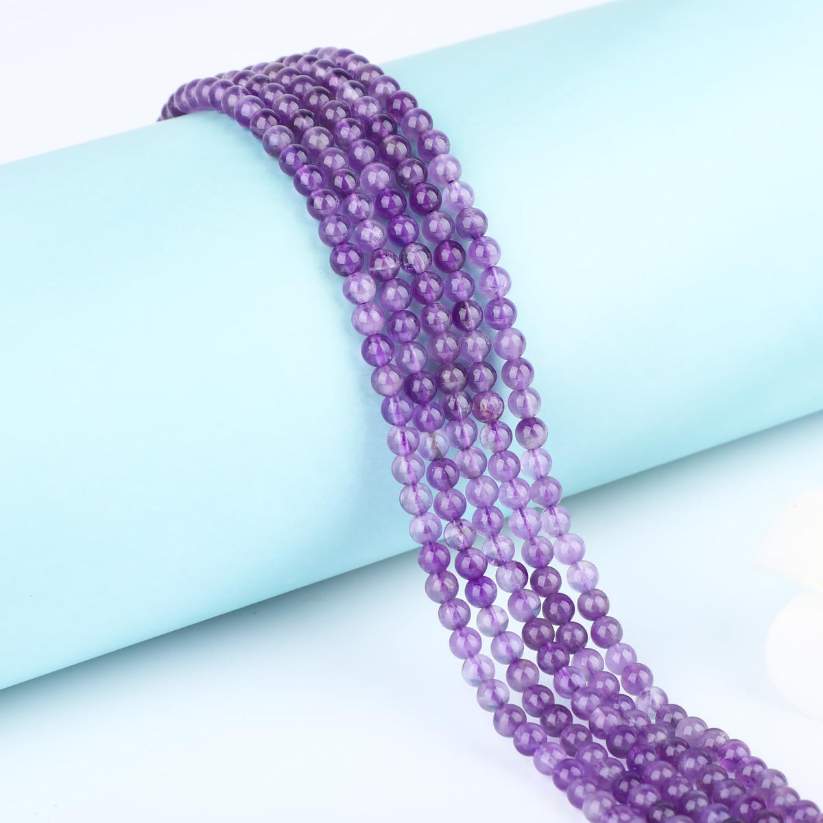 CMBYN Natural Stone Beads Round Genuine Real Stone Beading Strand Loose Gemstones DIY Smooth Bead for Bracelet Necklace Earrings Jewelry Making (Amethyst, 4mm 90 Pieces)