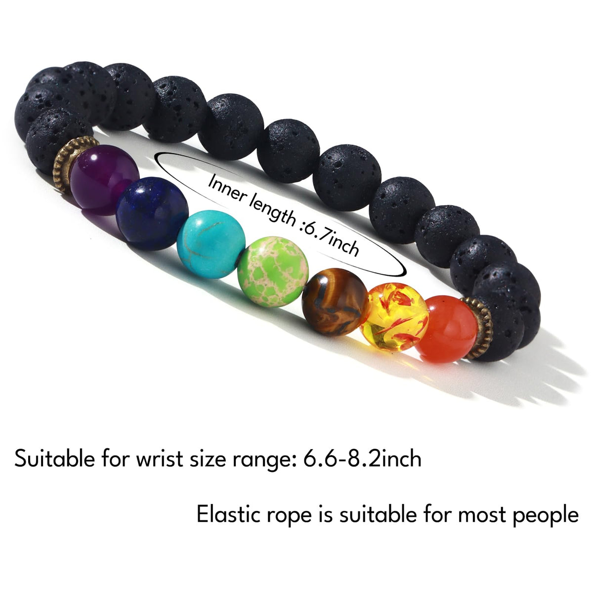Giovanchi Lava Rock Chakra Bracelets for Women Natural Healing Stones Yoga Stretch Elastic Crystal Healing Bracelet for Women Spiritual Bracelets for Woman Meditation Relax Anxiety