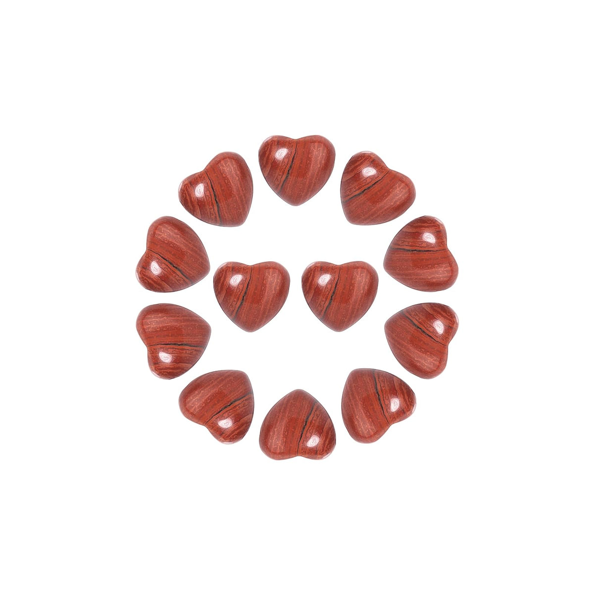 Yochus 5pcs Red Jasper Natural Heart Stone Beads，12mm Healing Energy Gemstone for Jewelry Making Earring Necklace DIY