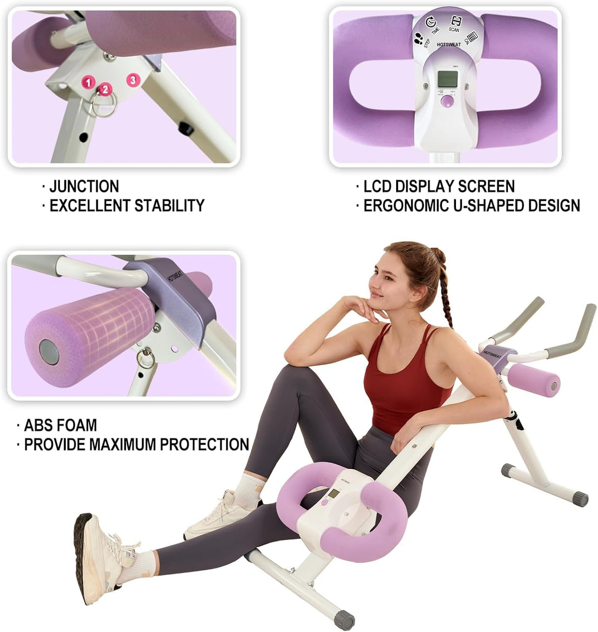Ab Workout Equipment Abdominal Trainer, Adjustable Ab Machine at Home Gym, Foldable Abdominal Exercise Machine, Core & Ab Trainer Machine for Stomach Workout