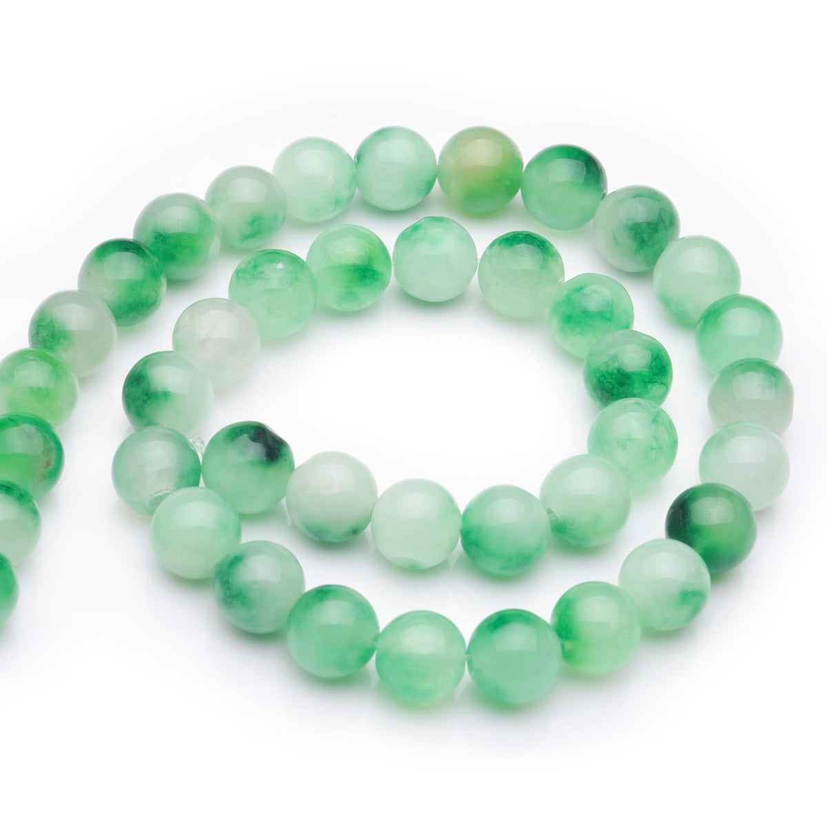 Youngbling Natural Gemstone Beads for Jewelry Making,8mm Green Flower Jade Polished Round Smooth Stone,Genuine Real Stone Red Beads for Bracelet Necklace 15 Inch