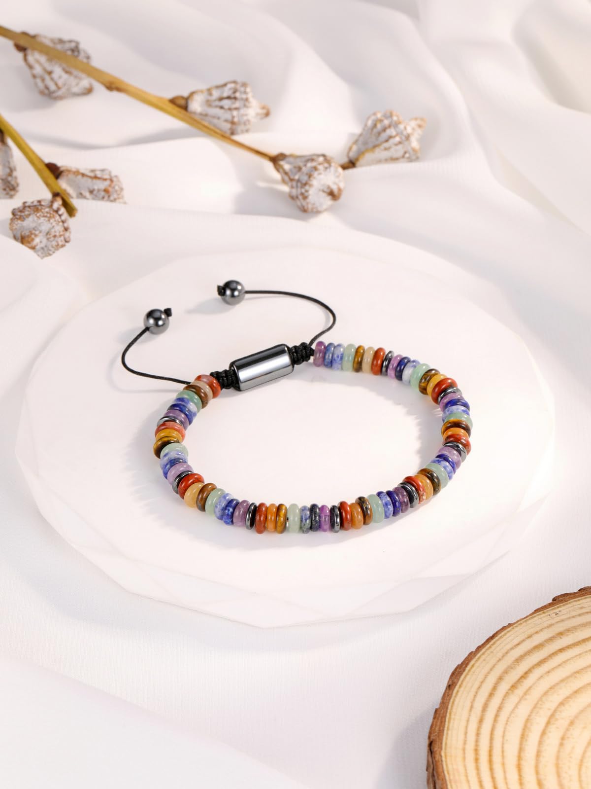 Top Plaza 7 Chakra Crystal Bracelet Natural Gemstone Beaded Yoga Meditation Bracelets Jewelry for Women Men Christmas Gifts