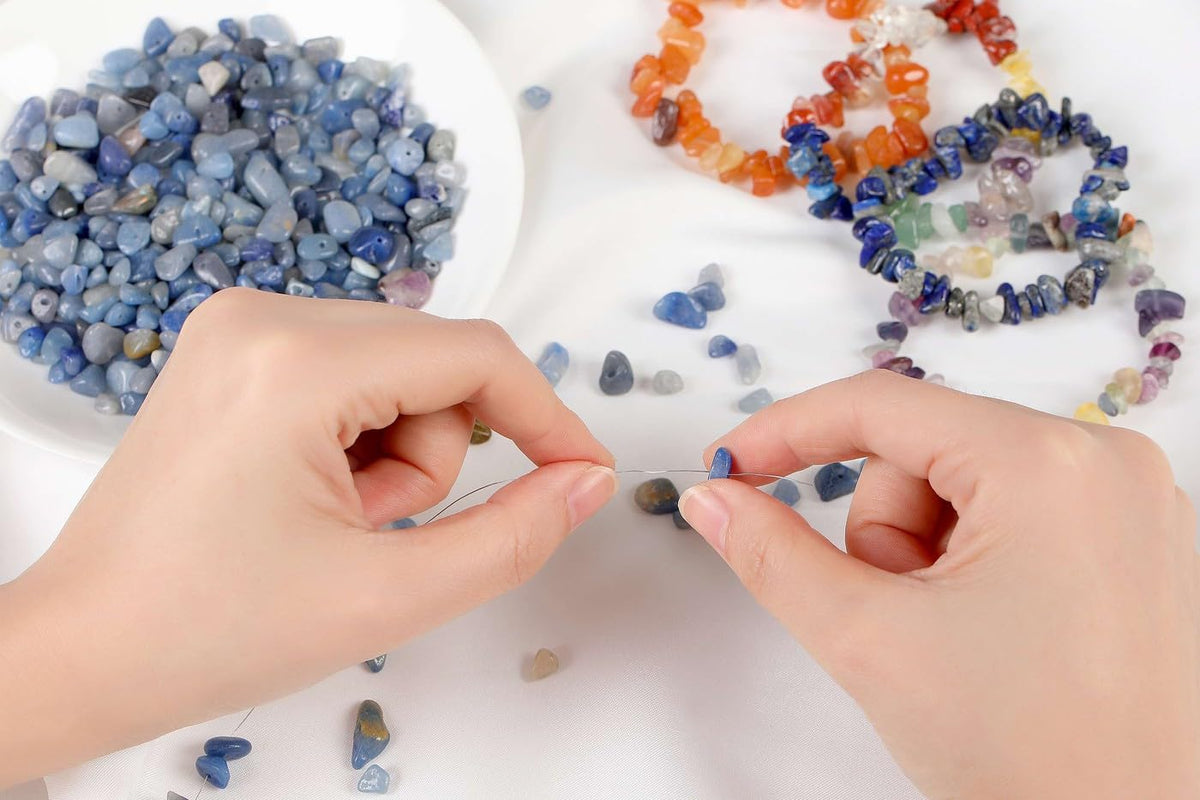 LAIDANLA Blue Aventurine 400pcs Natural Chip Stone Beads 5-8mm Healing Crystal Irregular Gemstones Drilled DIY Loose Rocks Bead Crystal for Bracelet Earrings Necklace Jewelry Making Crafting