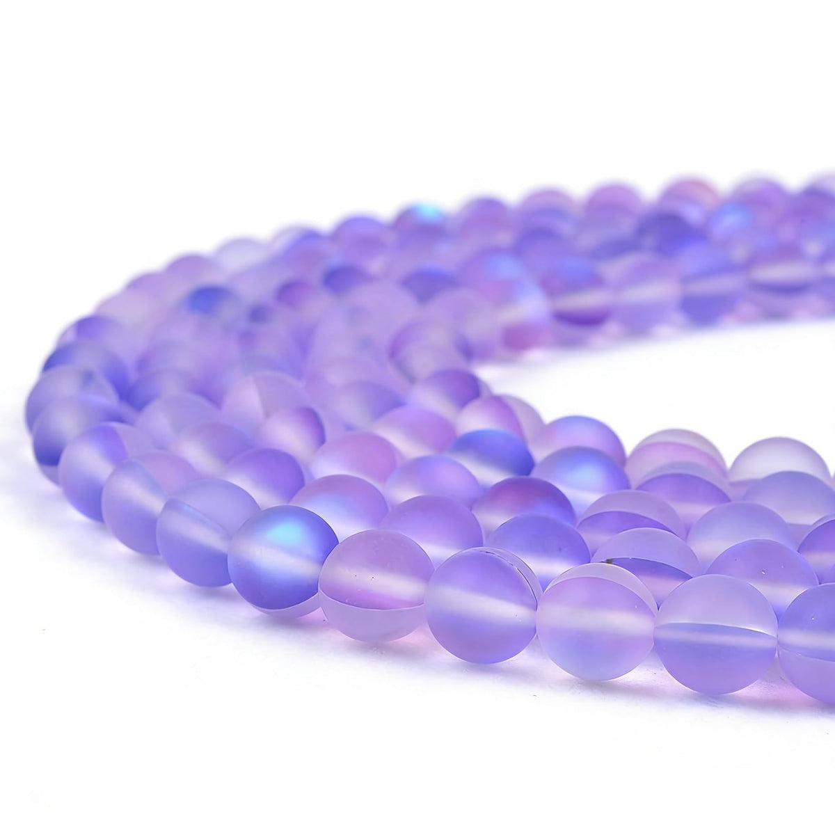 Asingeloo 60PCS 6mm Natural Violet Purple Mystic Aura Quartz Gemstone Frosted Matte Titanium Round Loose Spacer Beads 15 inch Full Strand Crystal Healing Power Quartz