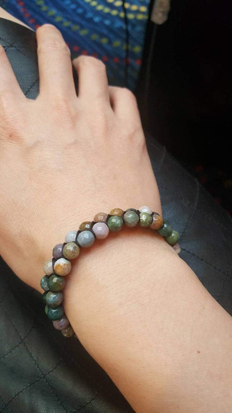 Echos Healing Stones Mens Bracelet – Natural Jade Bracelet for Women & Men, Genuine Jade Stone Jewelry for Good Luck & Prosperity | Handmade Adjustable Green Jade Bracelet (6mm)